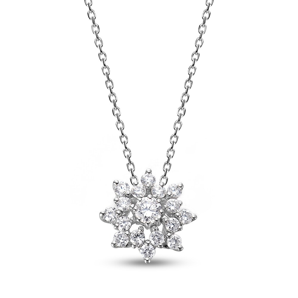 Diamond Cluster Necklace 3/8 ct tw Round 14K White Gold 18" H3BQEXXP