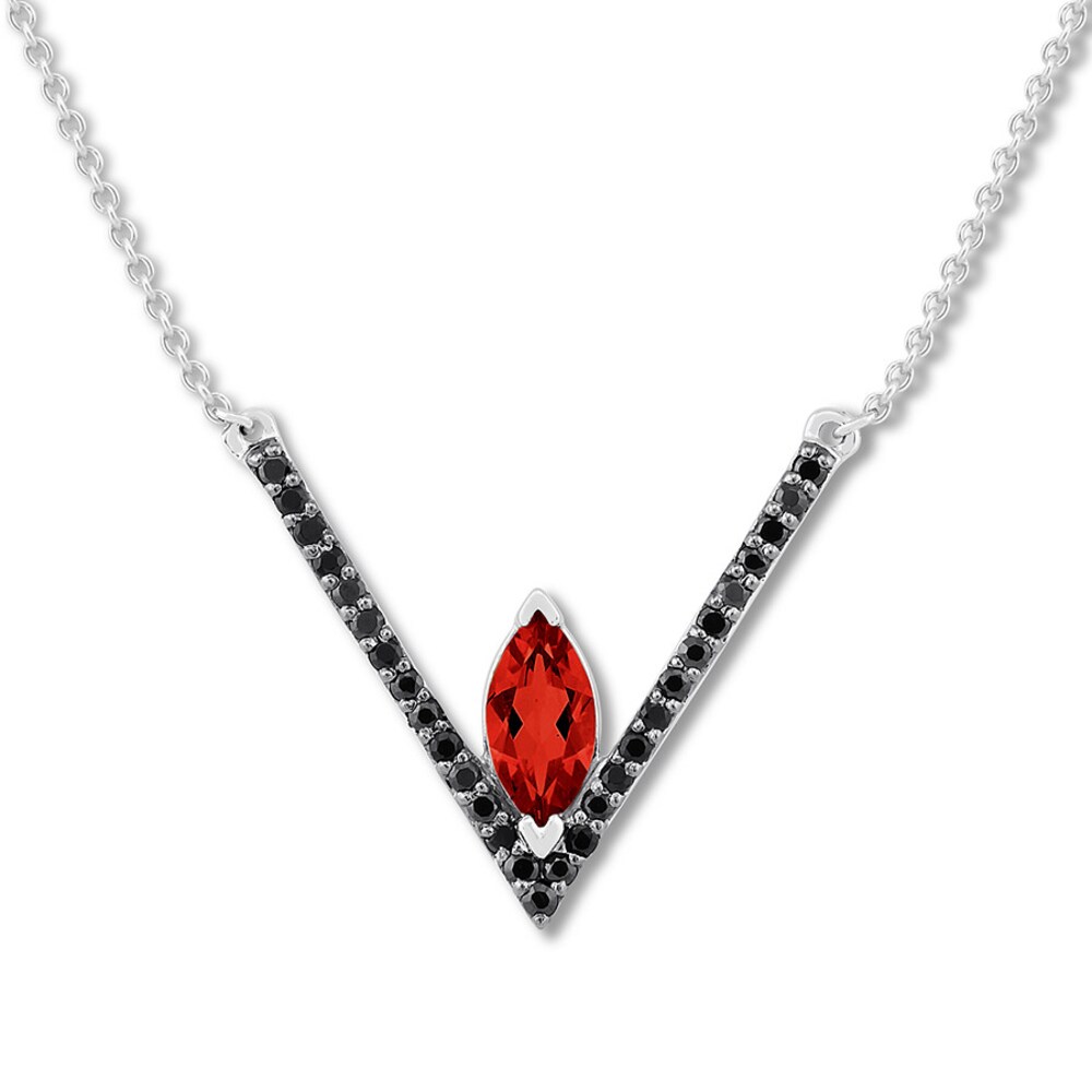 Lab-Created Ruby Necklace 1/5 ct tw Black Diamonds 10K Gold H767iibK