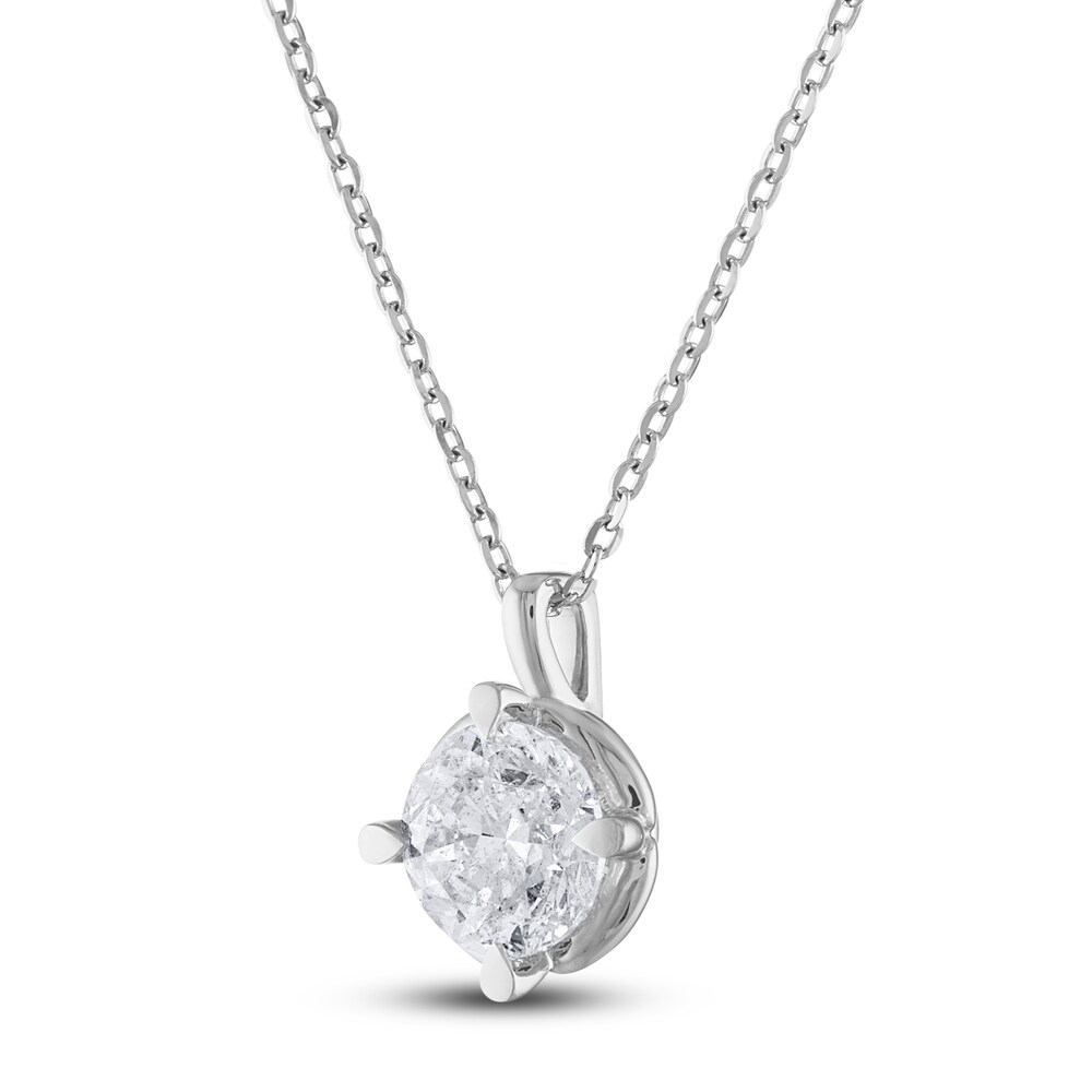 Diamond Solitaire Necklace 1 ct tw Round 14K White Gold (I2/I) H8Fv3sz1