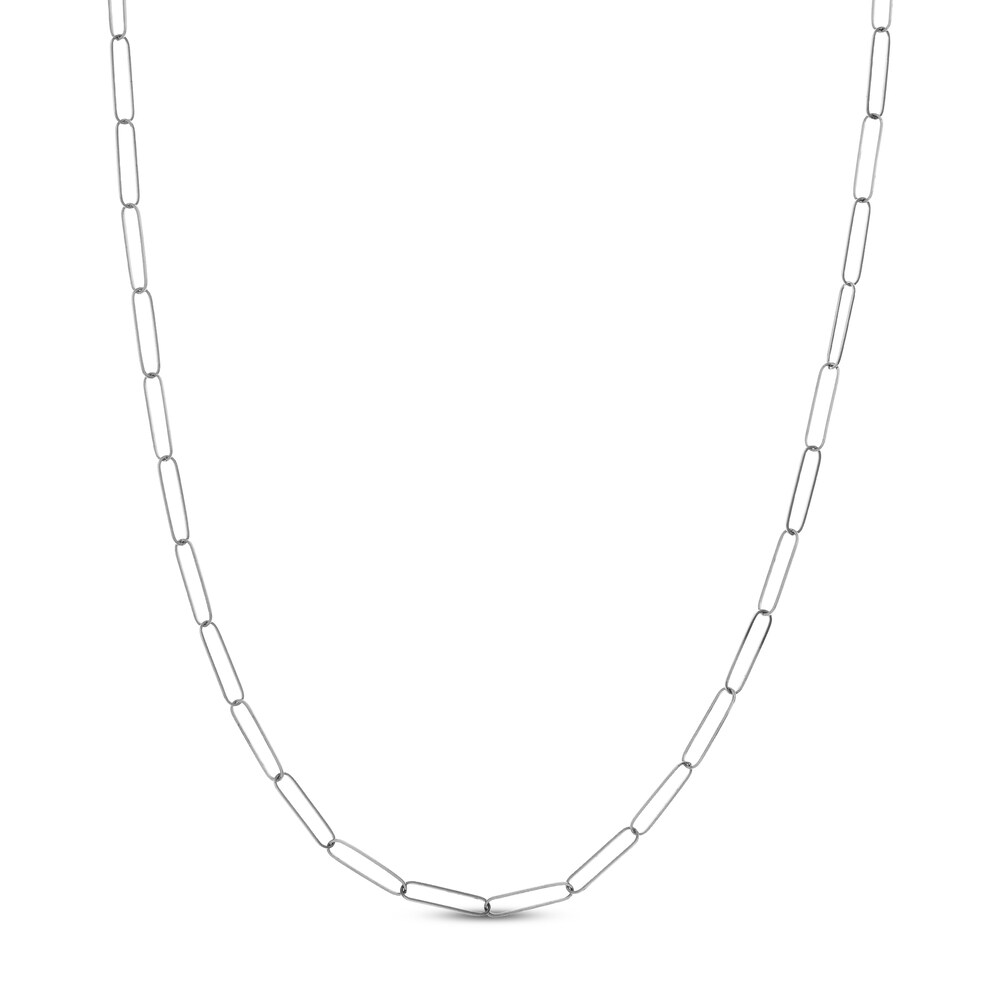 Paper Clip Chain Necklace 14K White Gold 30\" HAwaEVwj