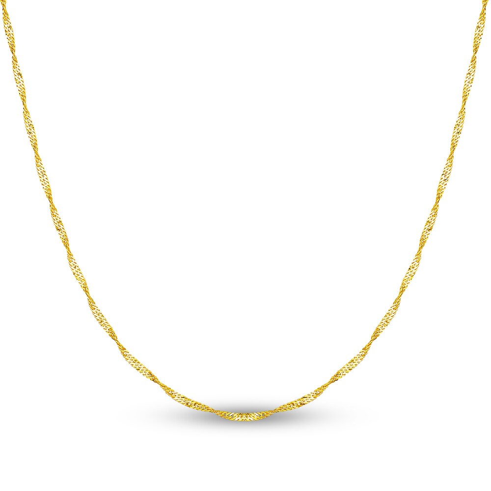 Singapore Chain Necklace 14K Yellow Gold 18" HBDEznKp