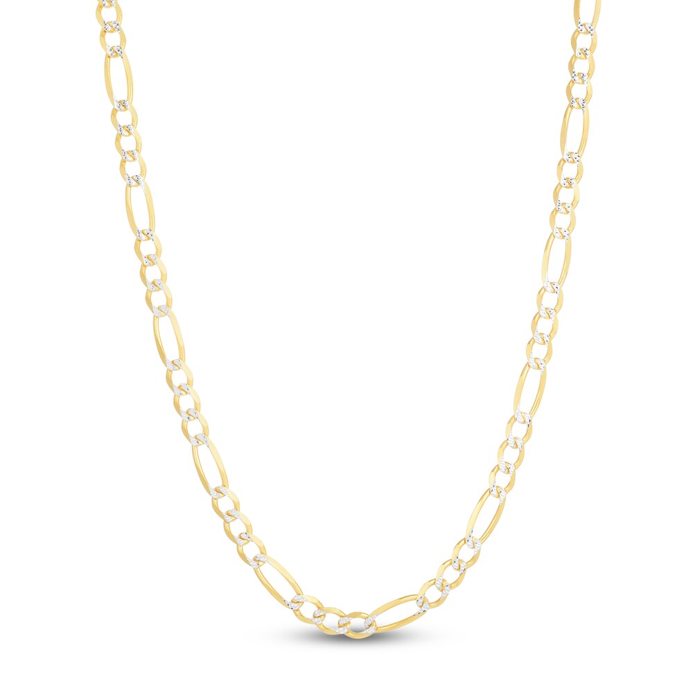 Two-Tone Figaro Chain Necklace 14K Yellow Gold 26" HCDiZygz