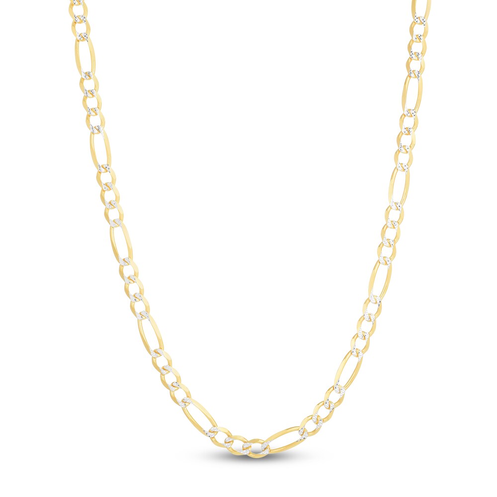 Two-Tone Figaro Chain Necklace 14K Yellow Gold 26\" HCDiZygz