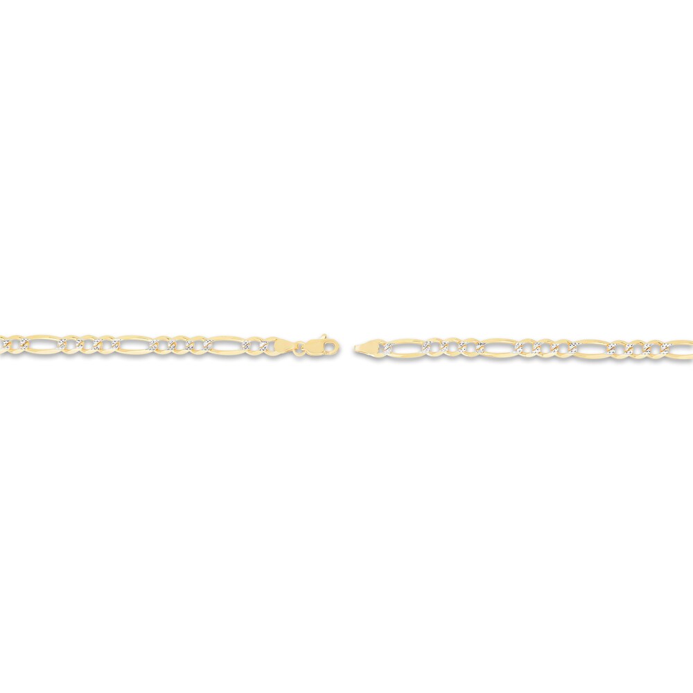 Two-Tone Figaro Chain Necklace 14K Yellow Gold 26\" HCDiZygz