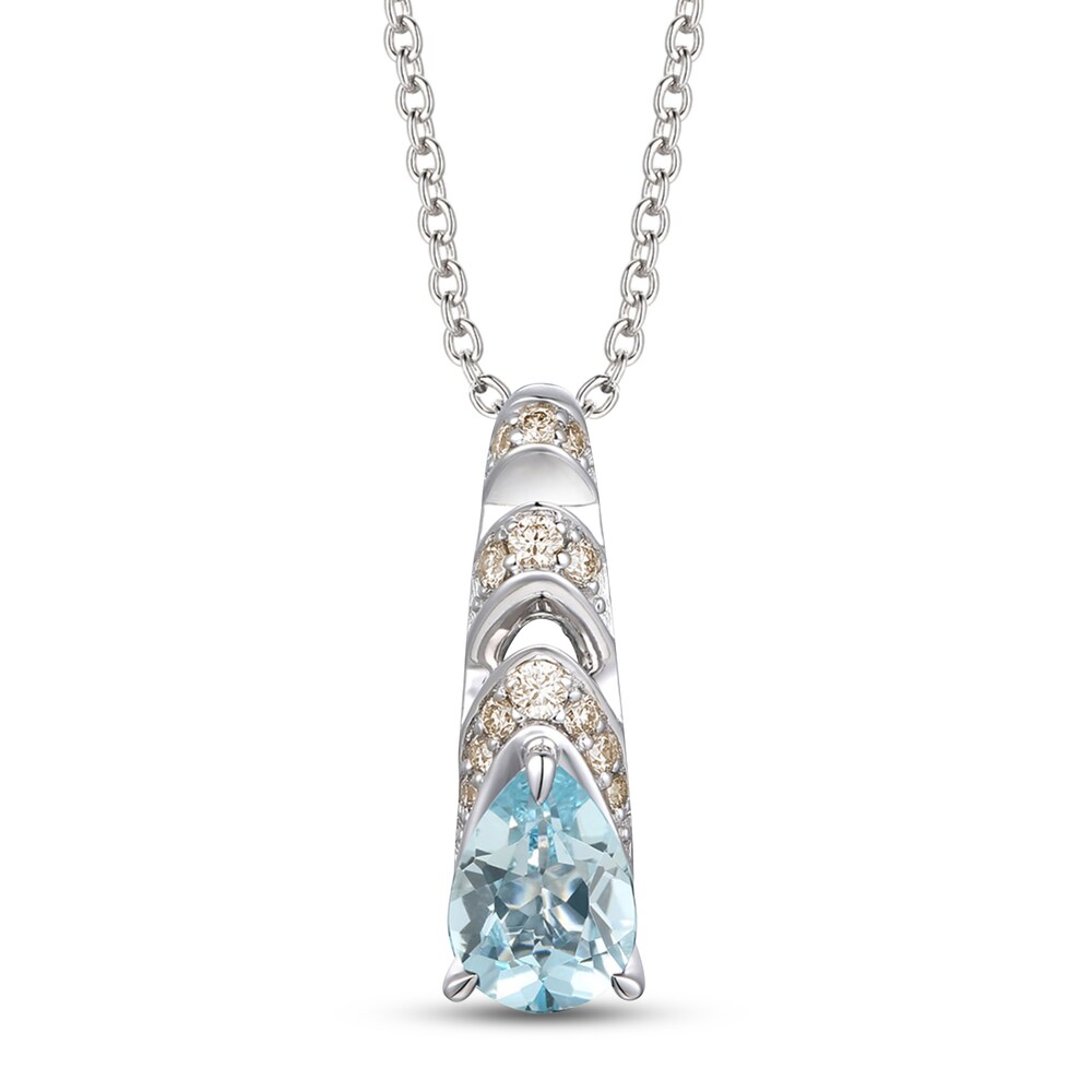 Le Vian Natural Aquamarine Necklace 1/10 ct tw Diamonds 14K Vanilla Gold HK72jhSu