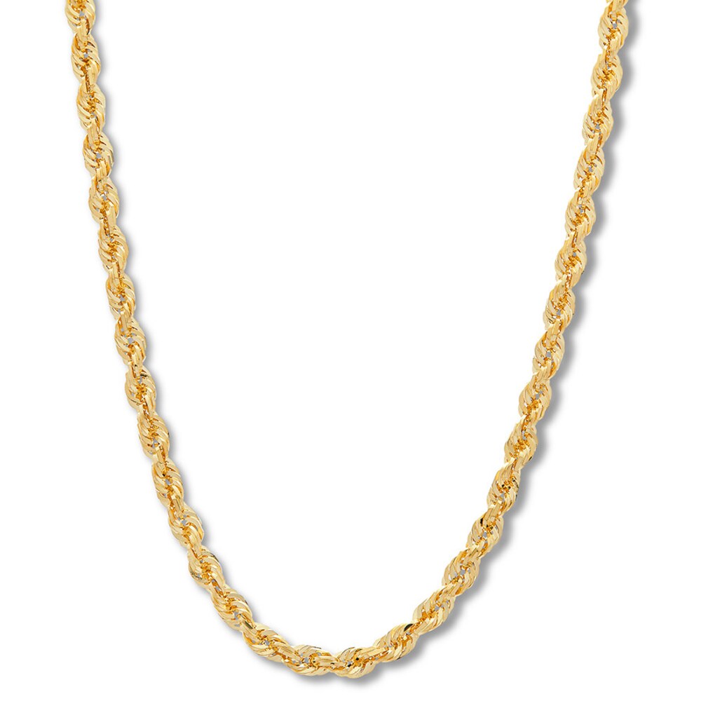 24" Rope Chain Necklace 14K Yellow Gold Appx. 3.85mm HONiFLd8