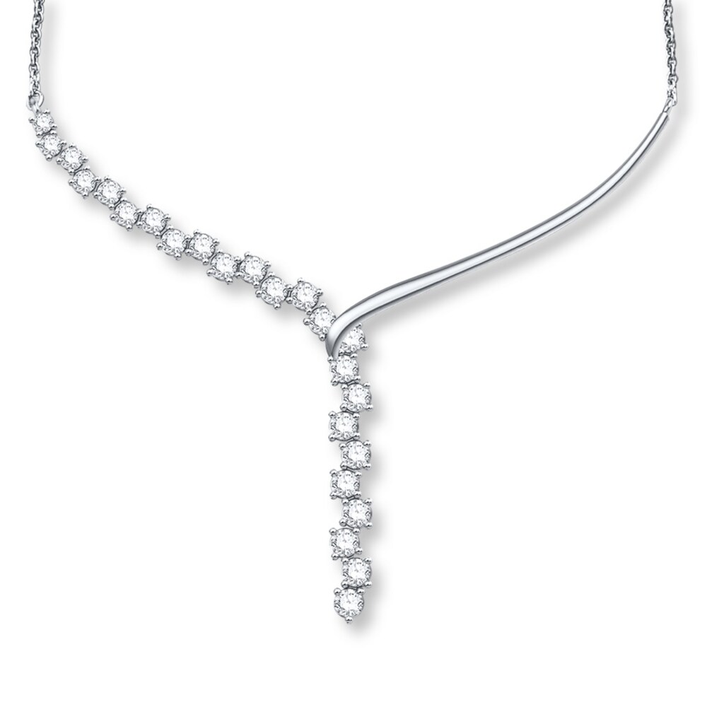 Diamond Lariat Necklace 3 ct tw Round-cut 14K White Gold HPwTmTsO