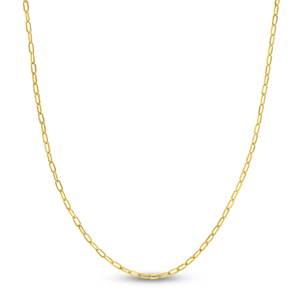 Paper Clip Chain Necklace 14K Yellow Gold 18\" HRTypLeB