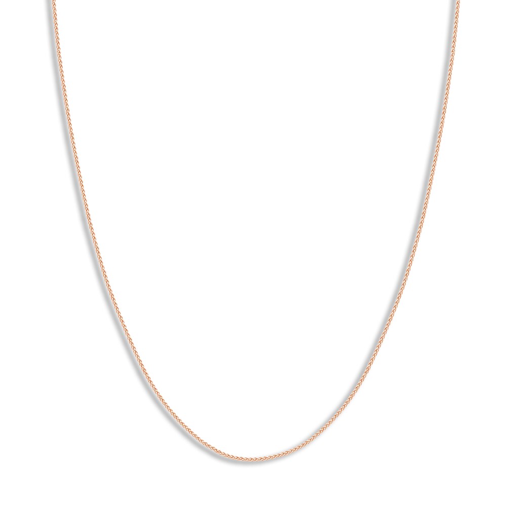 Round Wheat Chain Necklace 14K Rose Gold 18" HcIiF6ZE