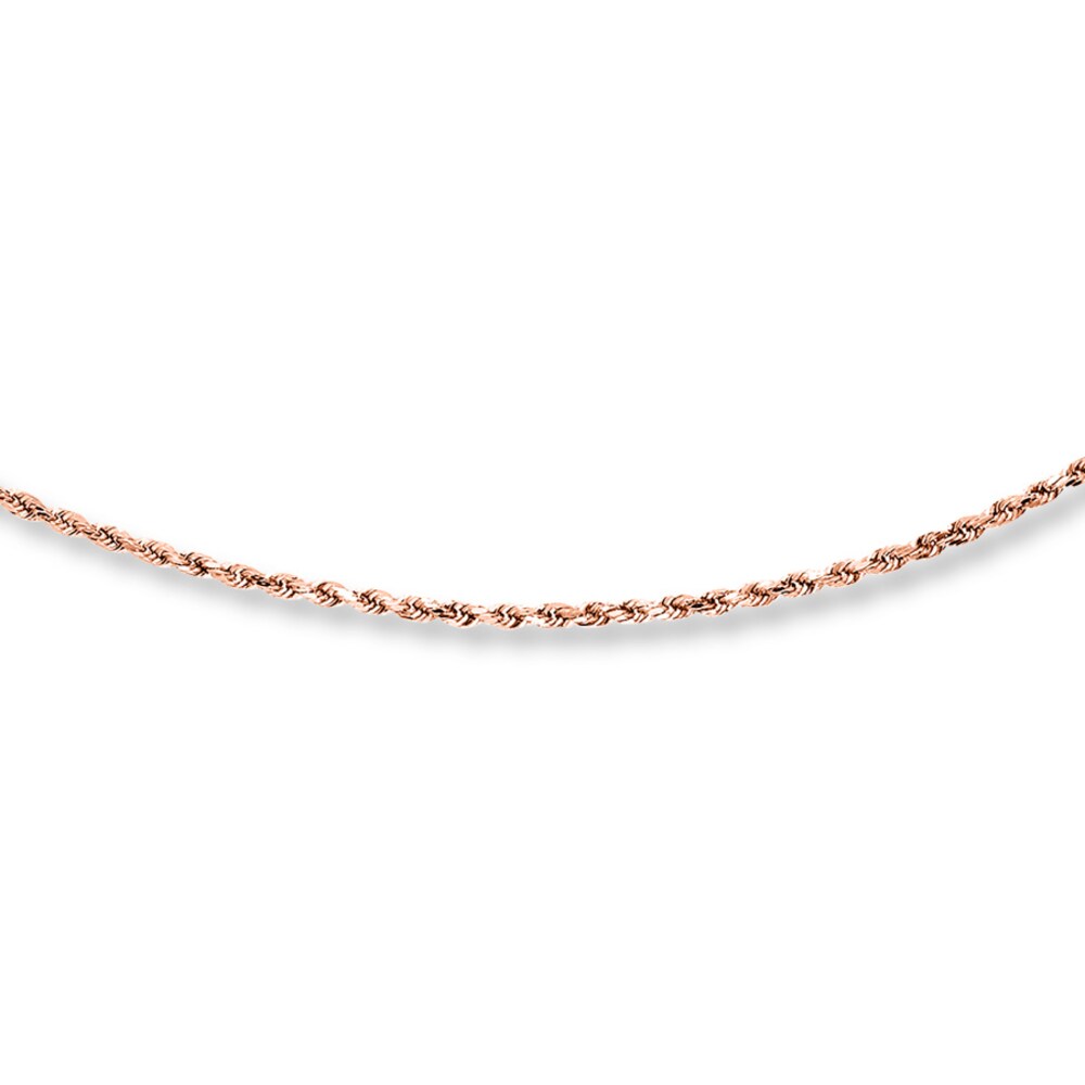Rope Chain Necklace 10K Rose Gold 24" Adjustable HeAICW7i
