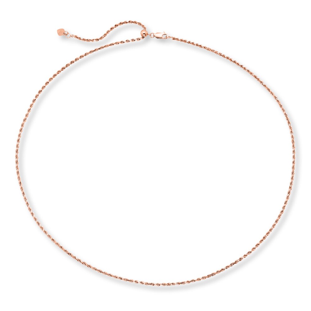 Rope Chain Necklace 10K Rose Gold 24\" Adjustable HeAICW7i