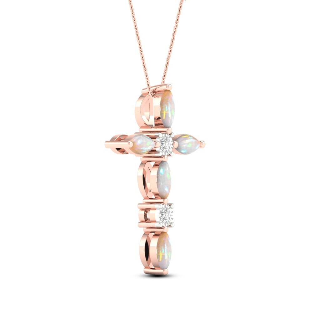 Natural Opal Cross Diamond Accent 10K Rose Gold HfKXyRzS