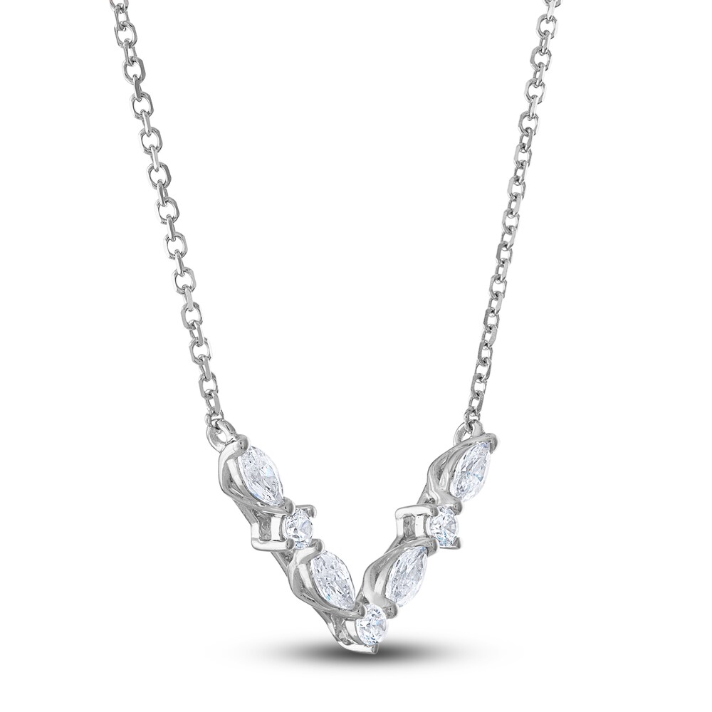 Vera Wang WISH Diamond Necklace 3/8 ct tw Round/Marquise 10K White Gold HjsWNQZ2