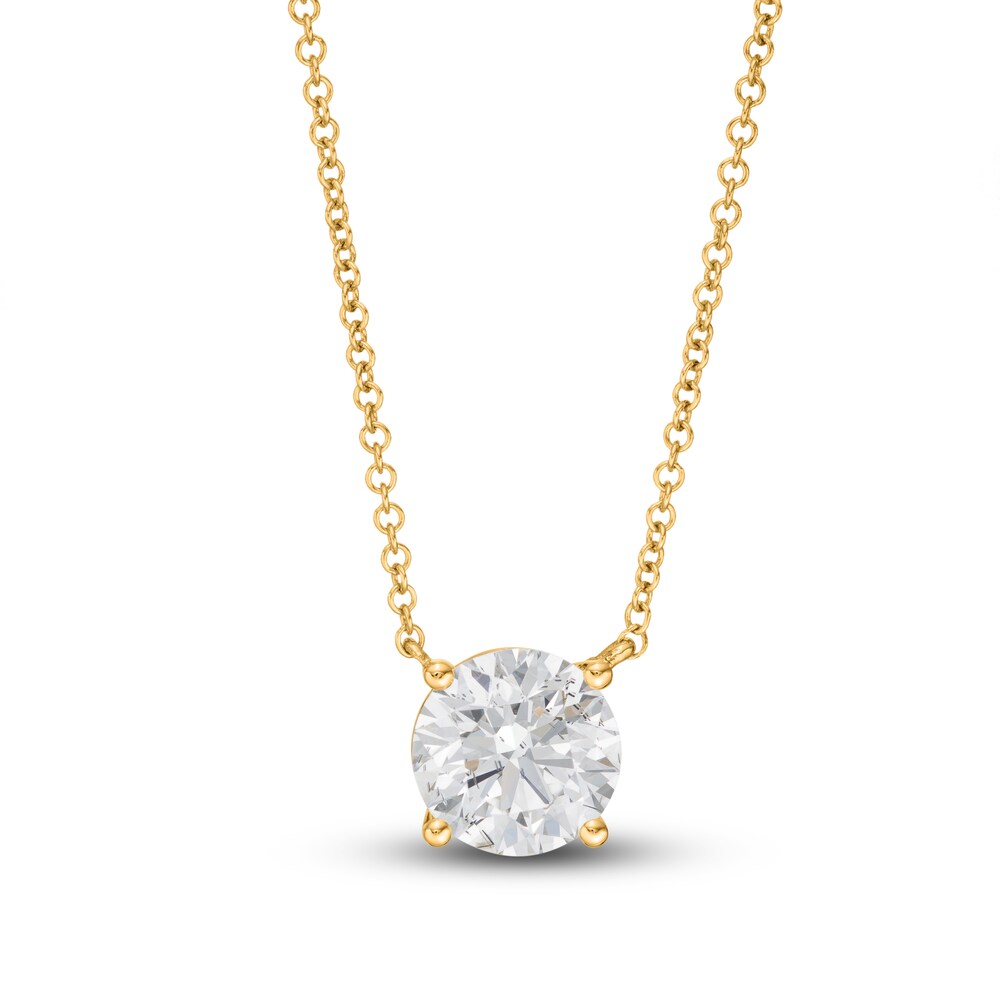 Lab-Created Diamond Solitaire Necklace 2 ct tw Round 14K Yellow Gold (SI2/F) HmzrorBK