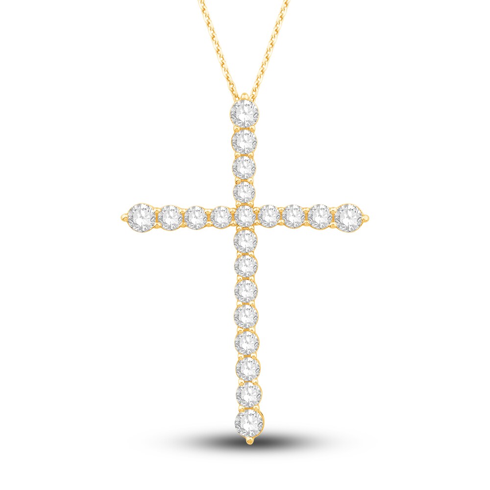 Diamond Cross Pendant Necklace 2-1/2 ct tw Round 14K Yellow Gold 18" HwLiDeSR