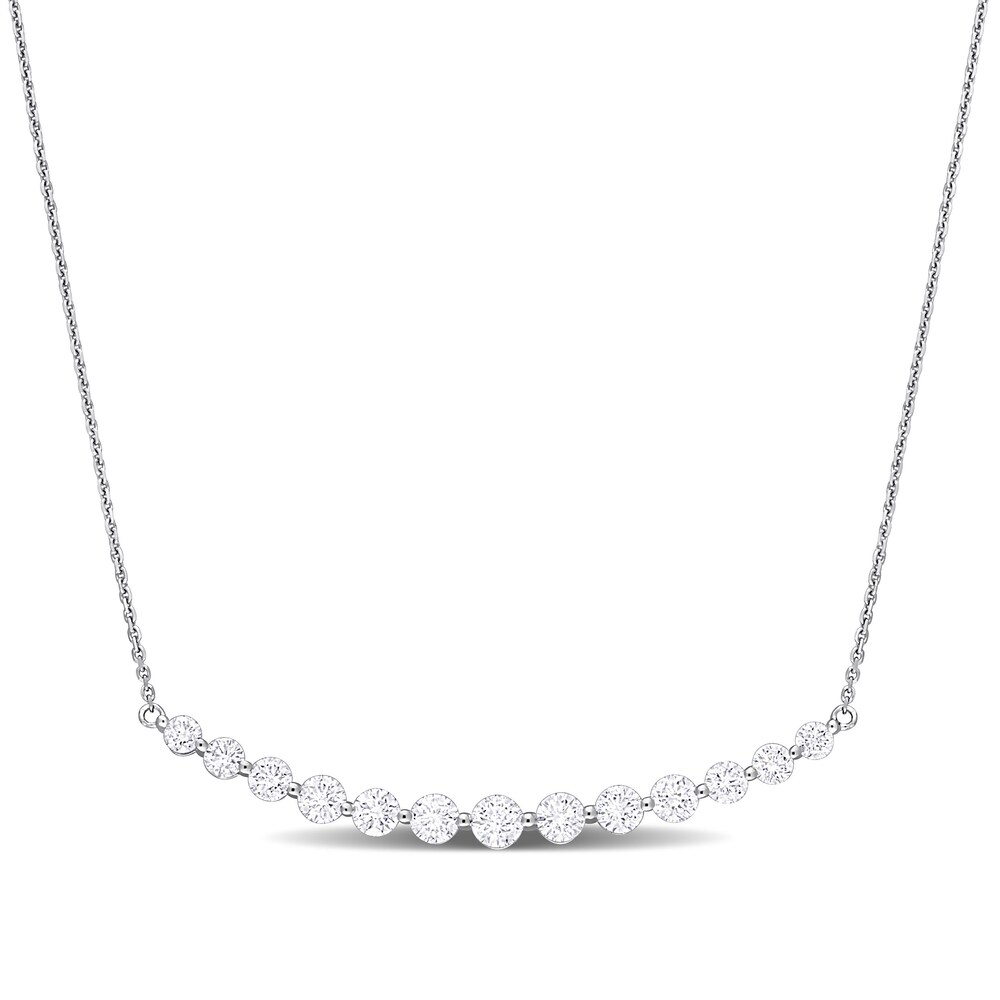 Diamond Bar Necklace 2 ct tw Round 14K White Gold 18" I02Kzuj2