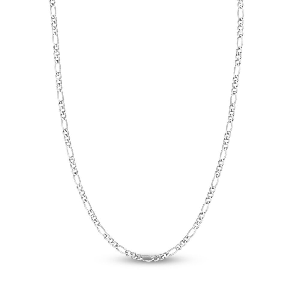 Figaro Chain Necklace 14K White Gold 20" I9bXGlyu