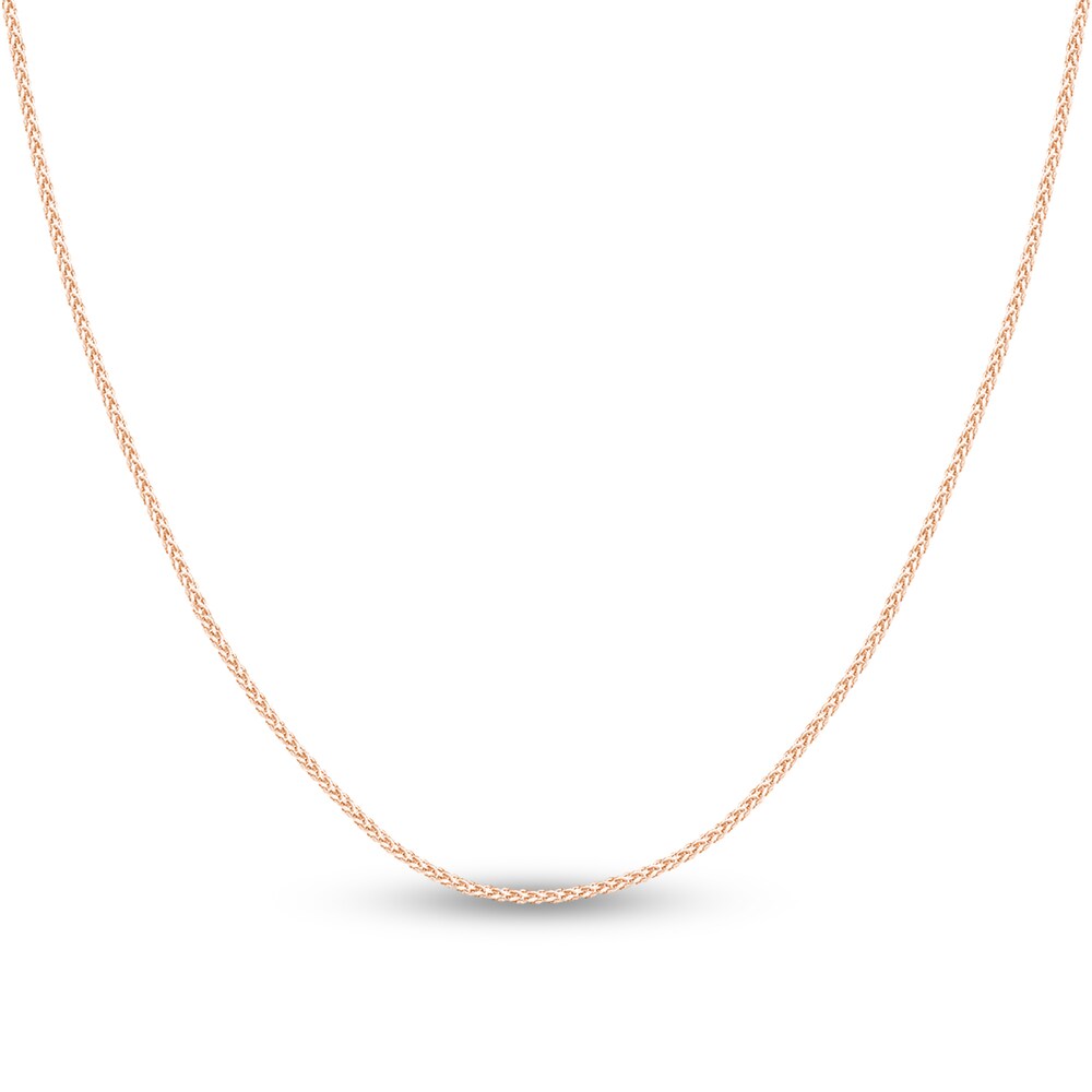 Round Wheat Chain Necklace 14K Rose Gold 20\" IDomD1p4