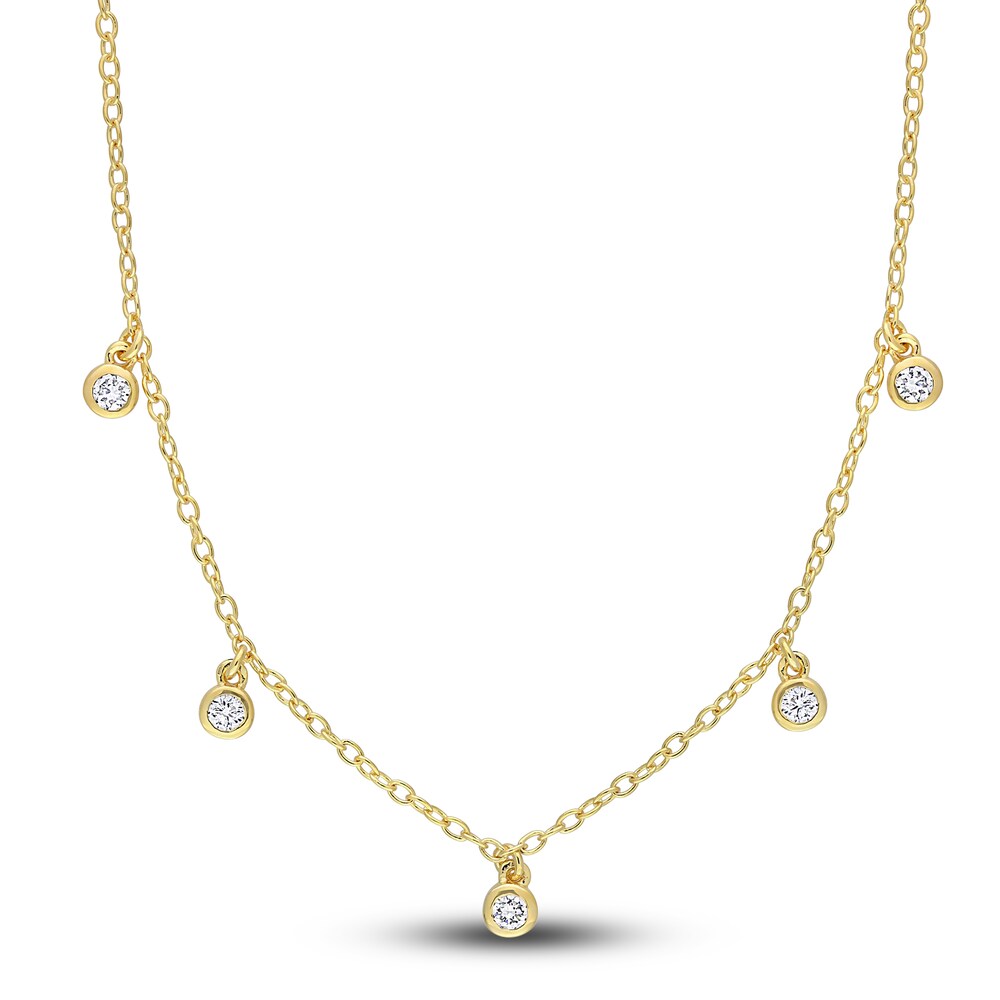 Diamond Station Necklace 1/6 ct tw Round 10K Yellow Gold 16" IDwizP6H