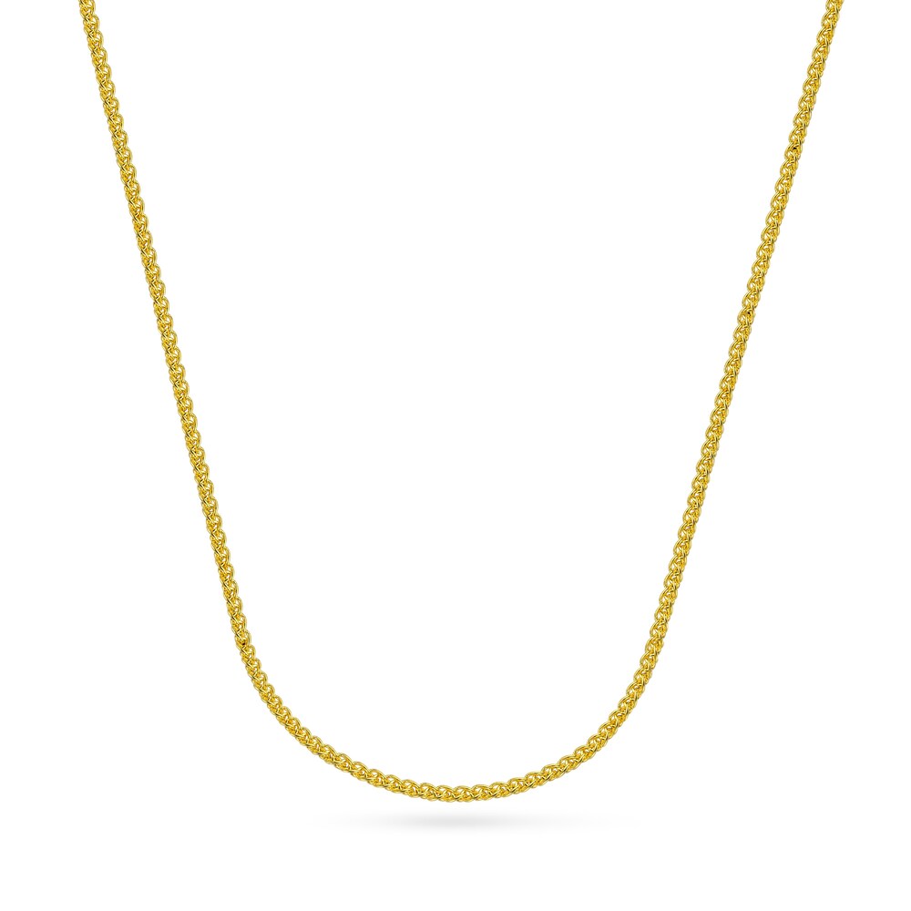 Women\'s Round Wheat Chain Necklace 18K Yellow Gold 18\" IIeqPvSo