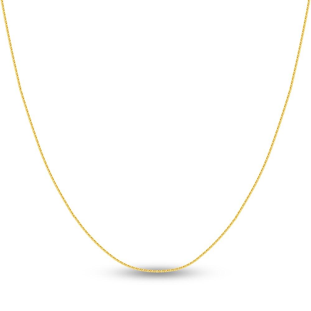 Square Wheat Chain Necklace 14K Yellow Gold 18\" IJRkHVVr