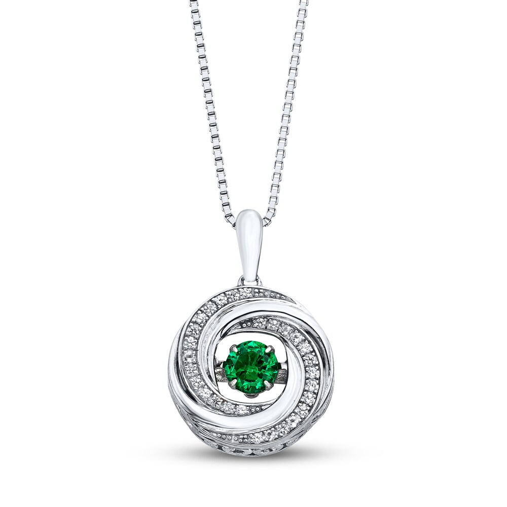 Colors in Rhythm Necklace Lab-Created Emerald Sterling Silver ILozx25O