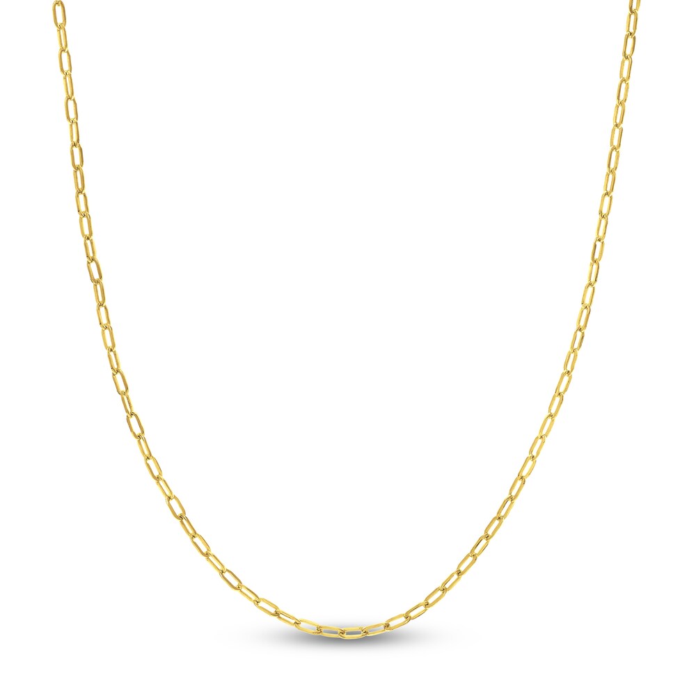 Paper Clip Chain Necklace 14K Yellow Gold 24\" ILuKAkP9