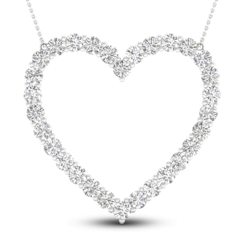 Lab-Created Diamond Necklace 3 ct tw Round 14K White Gold IO17eHhN