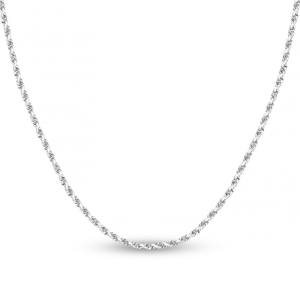 Diamond-Cut Rope Chain Necklace 14K White Gold 24\" IS8Na9pV