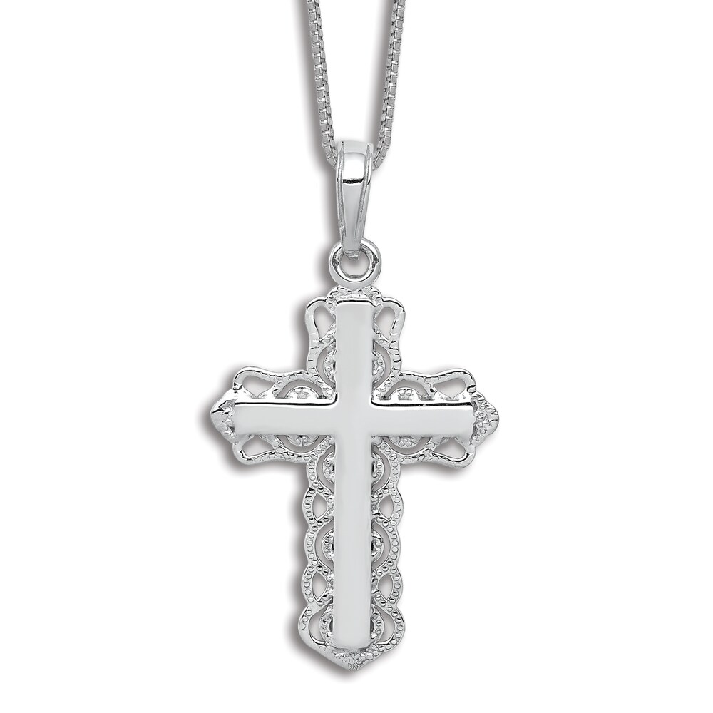 Cross Pendant Necklace 14K White Gold 18" ITrwAHPS