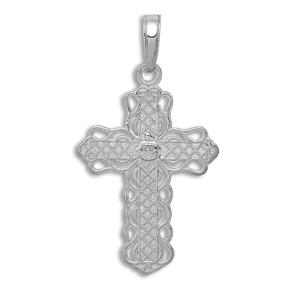 Cross Pendant Necklace 14K White Gold 18\" ITrwAHPS