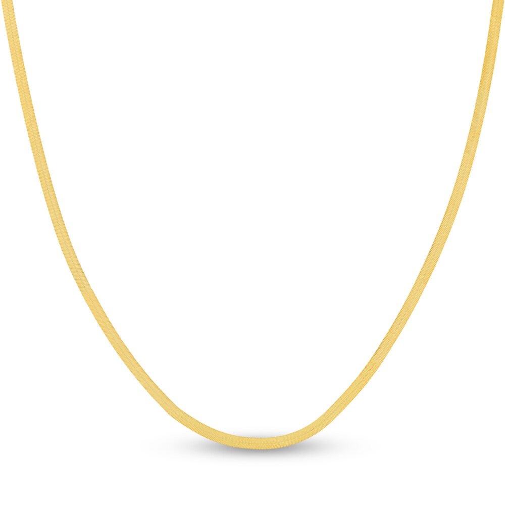 Herringbone Chain Necklace 14K Yellow Gold 18\" IUwPGRzR