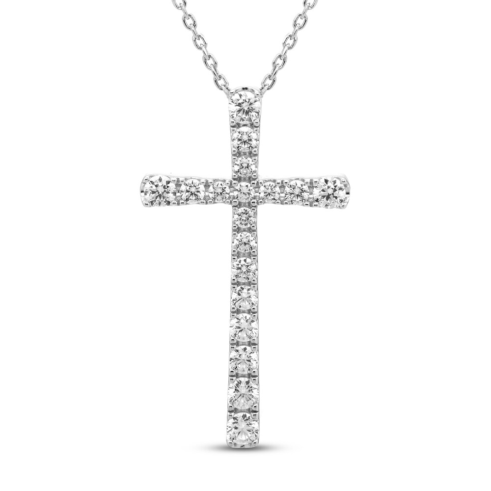 Diamond Cross Necklace 3/8 ct tw Round 10K White Gold IZ4X3GNE