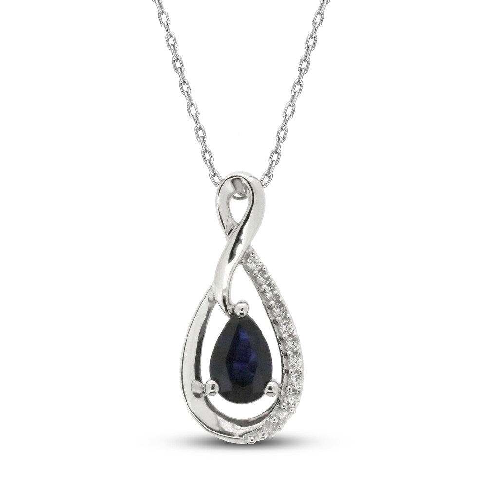 Natural Blue Sapphire Necklace 1/20 ct 10K White Gold IauO1zsc