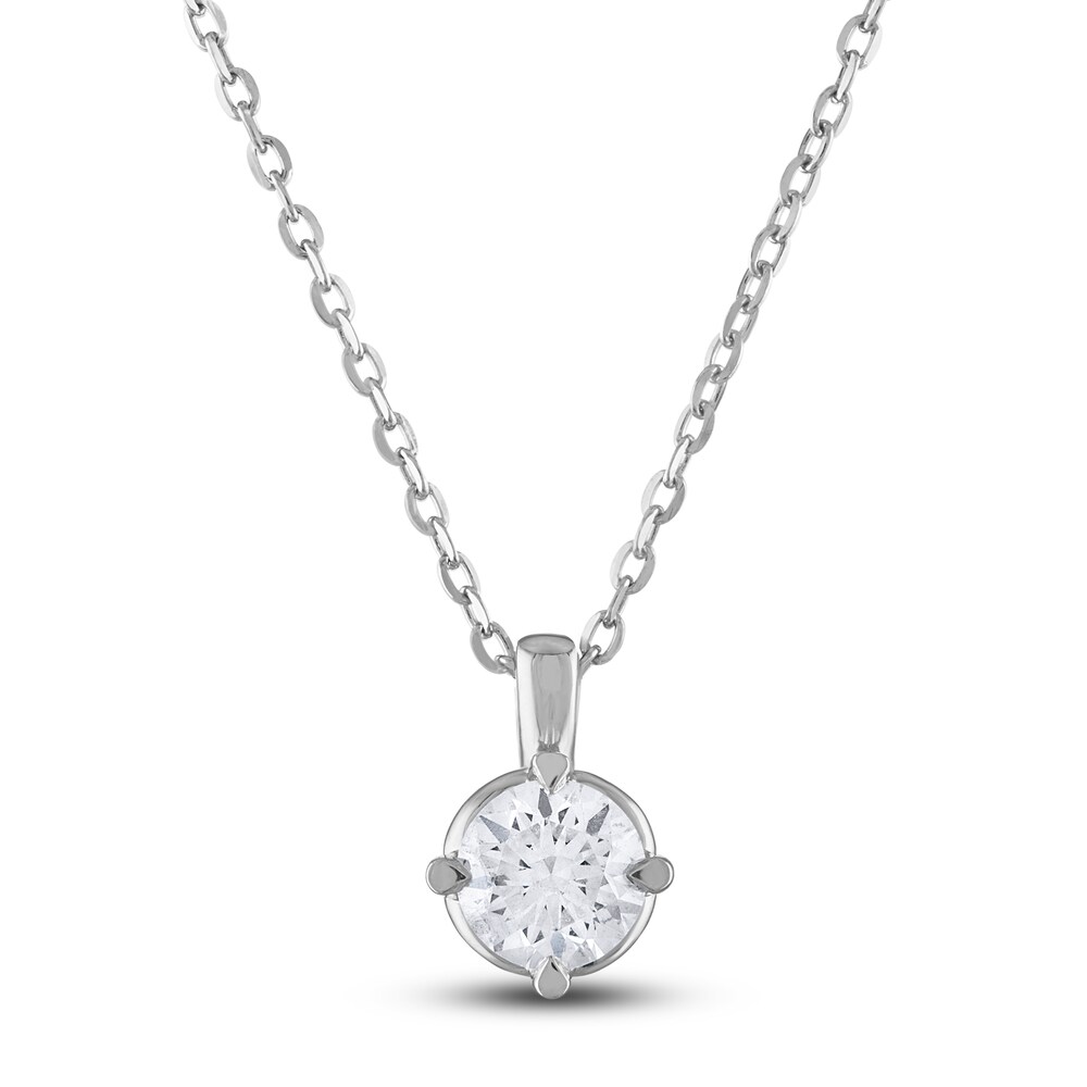 Diamond Solitaire Necklace 1/4 ct tw Round 14K White Gold (I2/I) IfkzCdtk