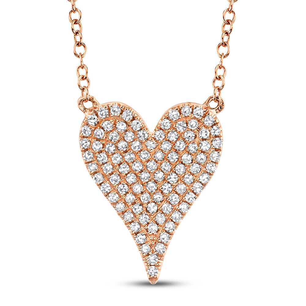 Shy Creation Heart Necklace 1/5 ct tw Diamonds 14K Rose Gold SC55002006 IflaRUmz