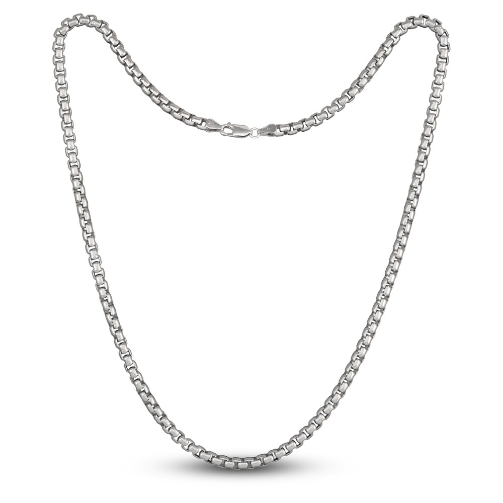 Oval Box Chain Necklace Sterling Silver 24\" 5.3mm IgC5APf0