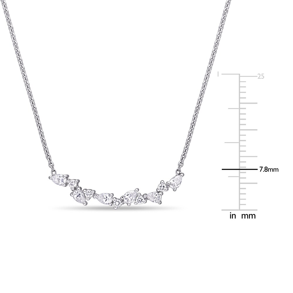 Diamond Bar Necklace 3/8 ct tw Pear/Round 14K White Gold 16.5\" Ijvu2bZz