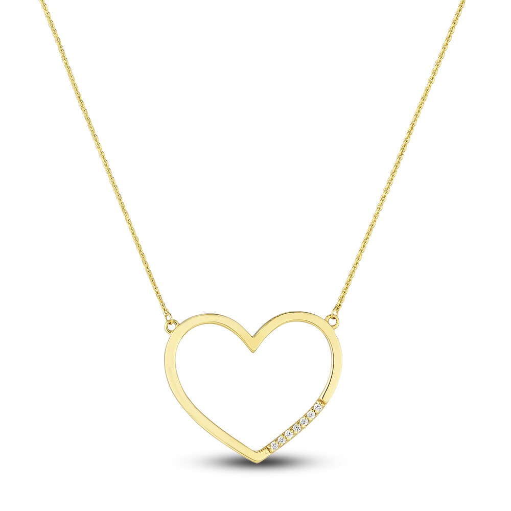 Diamond Heart Necklace 1/20 ct tw Round 14K Yellow Gold 16" Adj. Ims1qS7e
