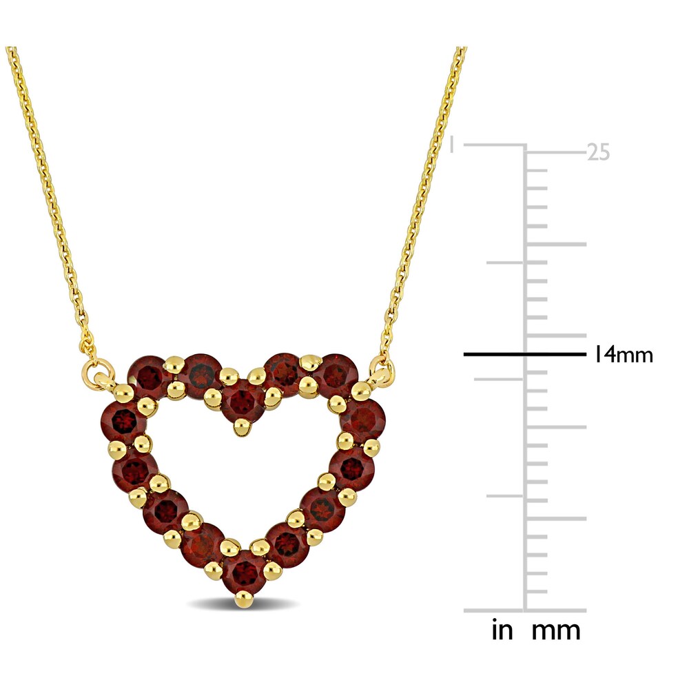 Natural Garnet Heart Pendant Necklace 10K Yellow Gold 17\" InGddRtV