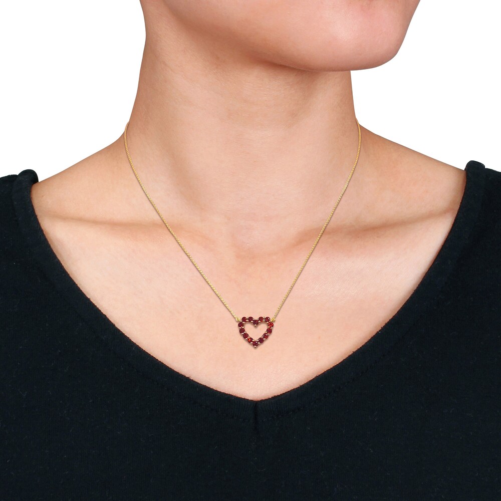 Natural Garnet Heart Pendant Necklace 10K Yellow Gold 17\" InGddRtV