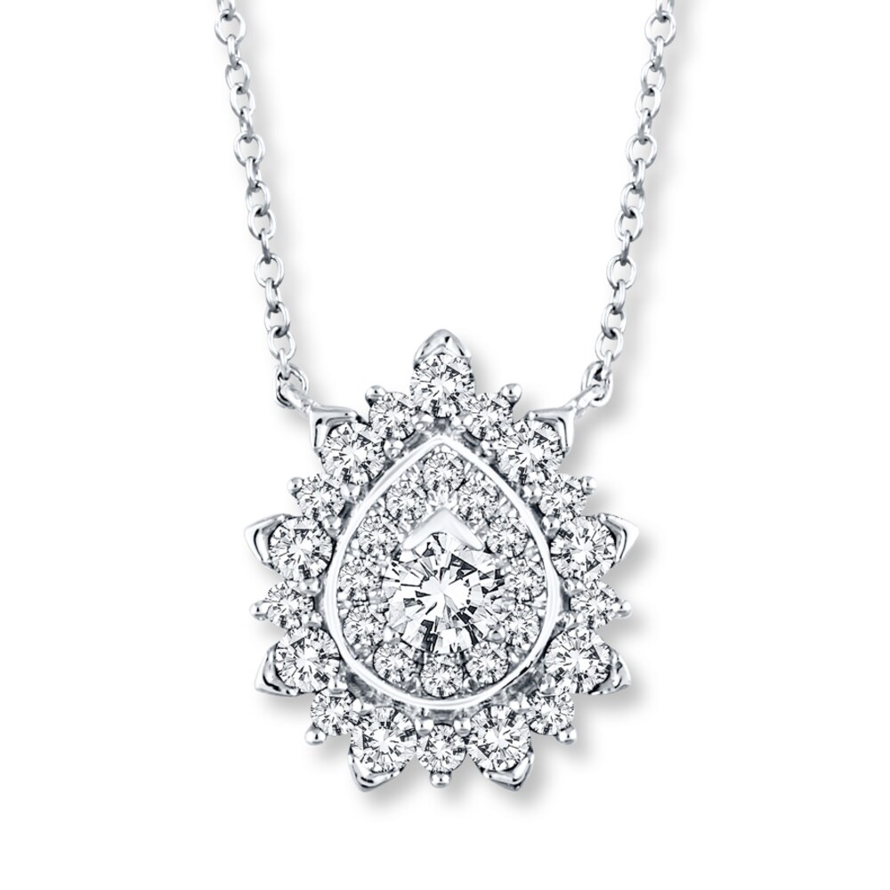 Diamond Necklace 1/2 ct tw Round-cut 10K White Gold InLNTyv9