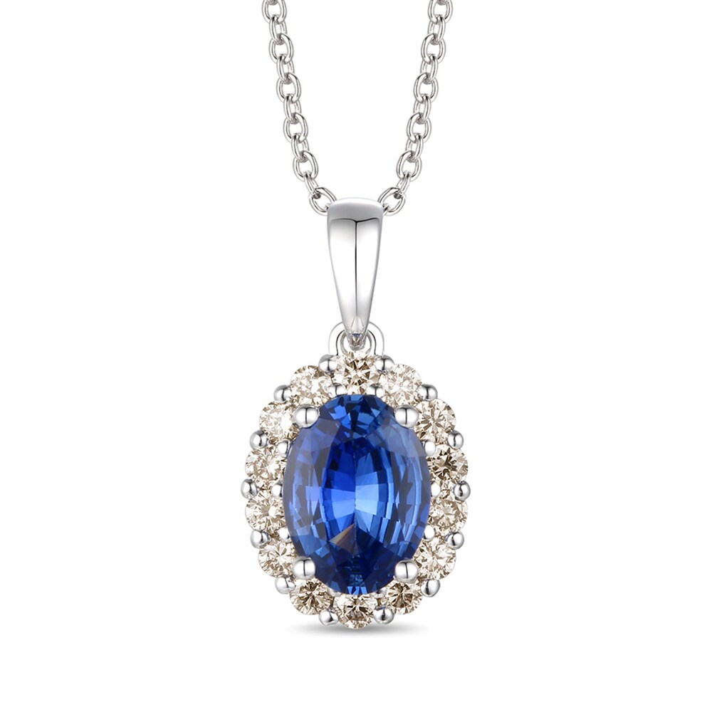 Le Vian Natural Blue Sapphire Pendant Necklace 1/4 ct tw Diamonds 14K Vanilla Gold Iopqyszi