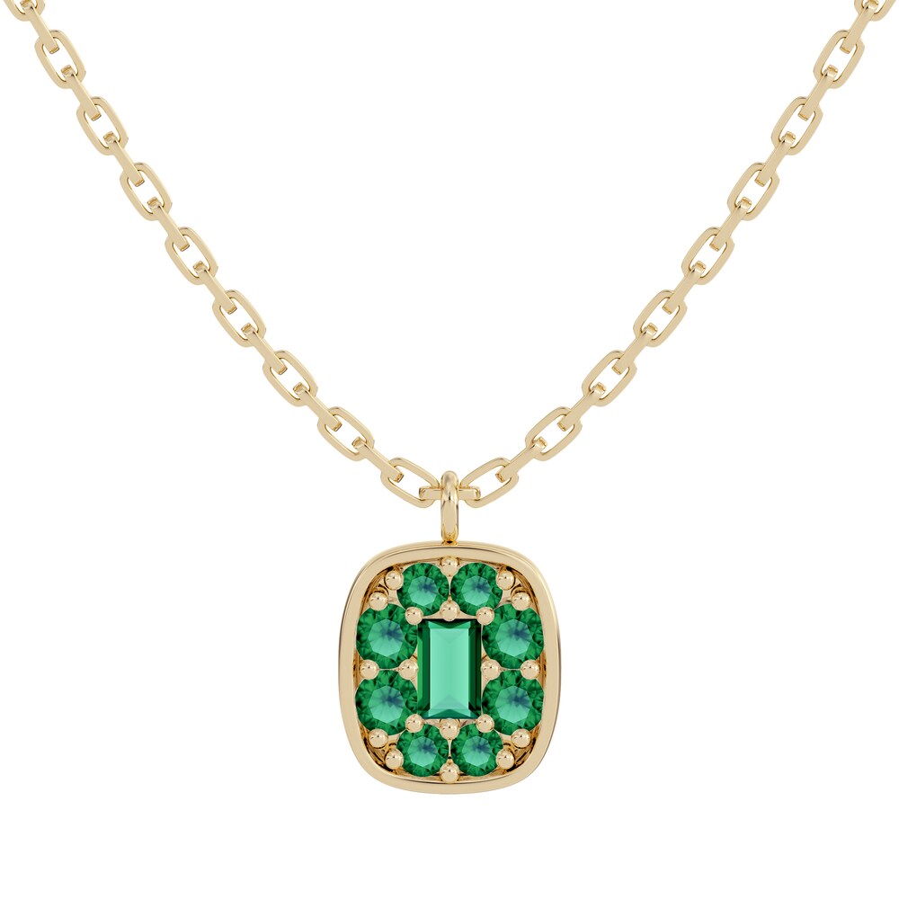 Juliette Maison Natural Emerald Pendant Necklace 10K Yellow Gold Ix4PhtCC