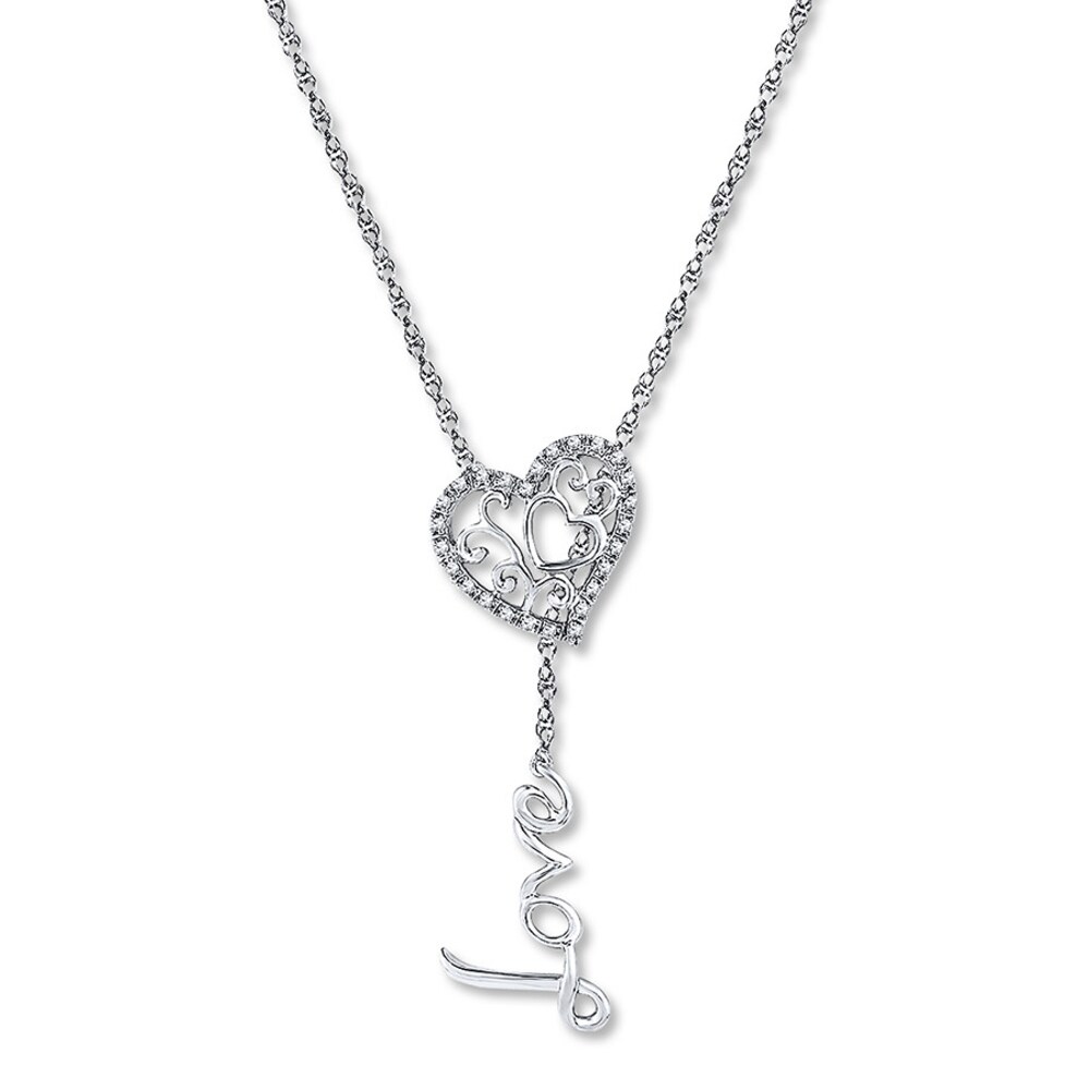 Heart & Love Necklace 1/10 ct tw Diamonds Sterling Silver IxmeQQoL
