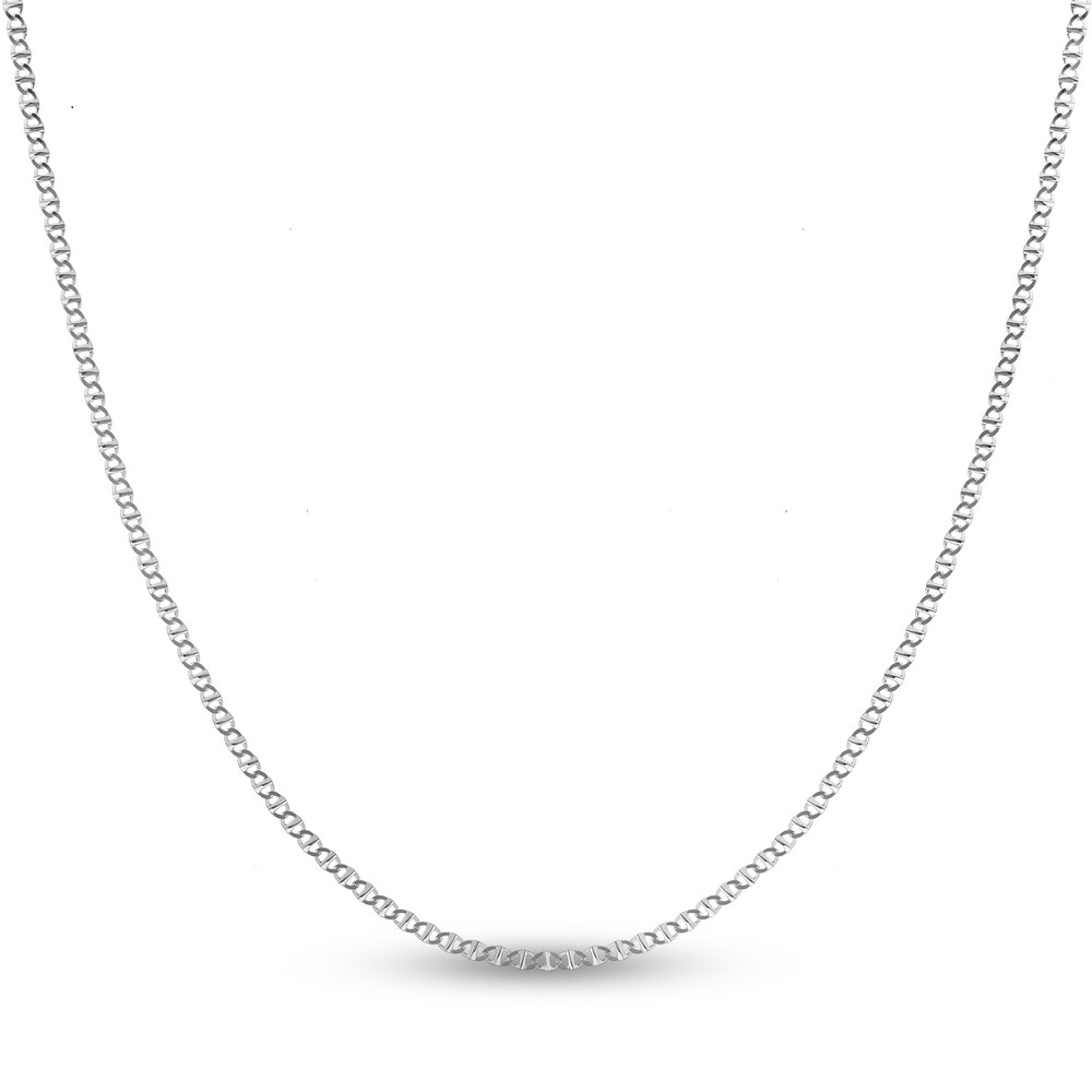 Flat Mariner Chain Necklace 14K White Gold 16" Ixz8ytWx