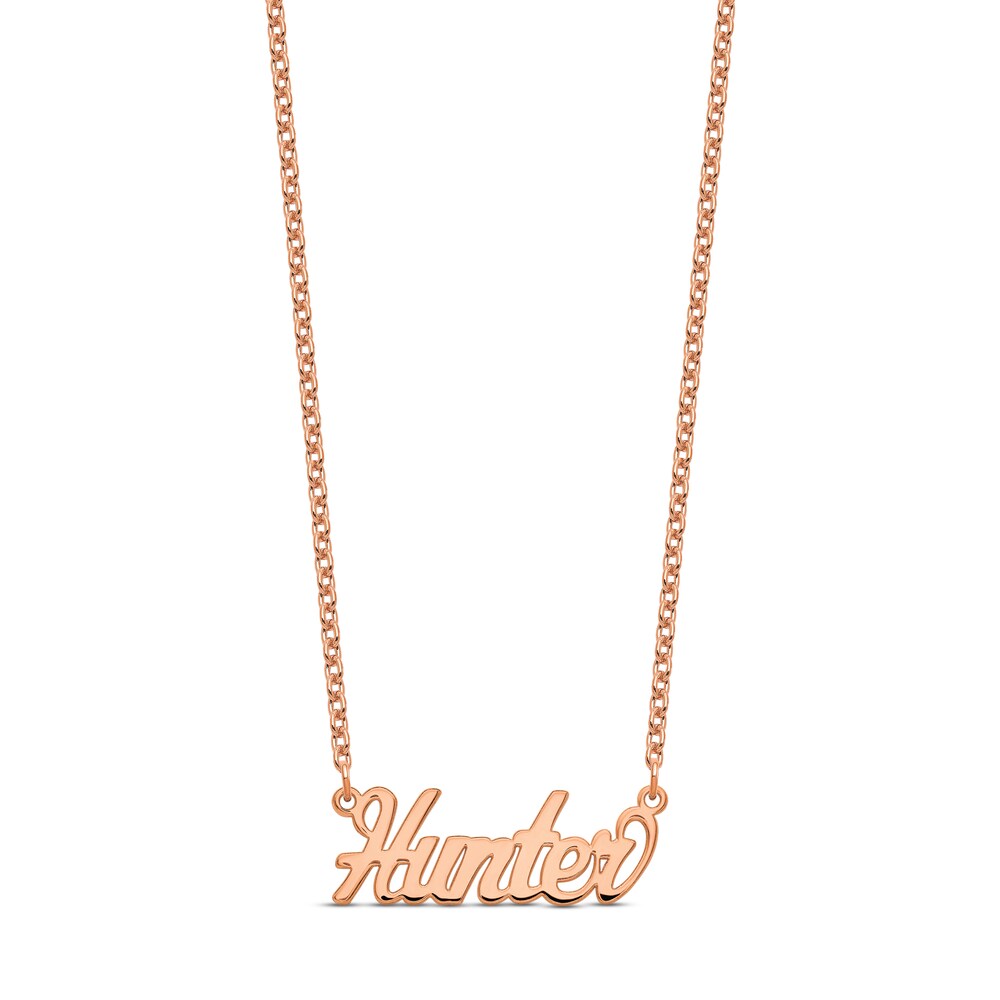 Polished Script Name Plate Necklace Sterling Silver/14K Rose Gold-Plated J22y8GQt