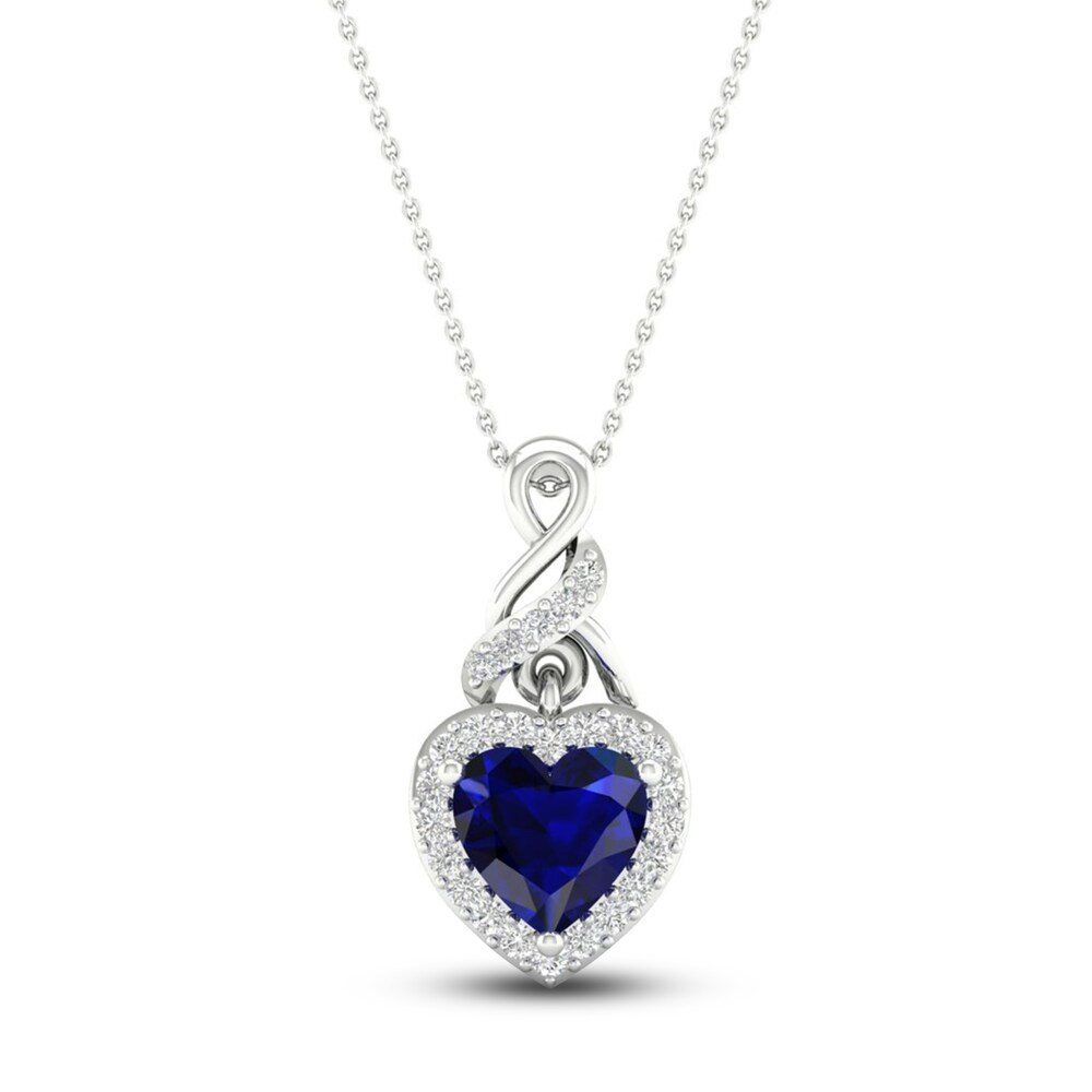 Lab-Created Blue Sapphire & Lab-Created White Sapphire Necklace Sterling Silver J6S2Drod [J6S2Drod]