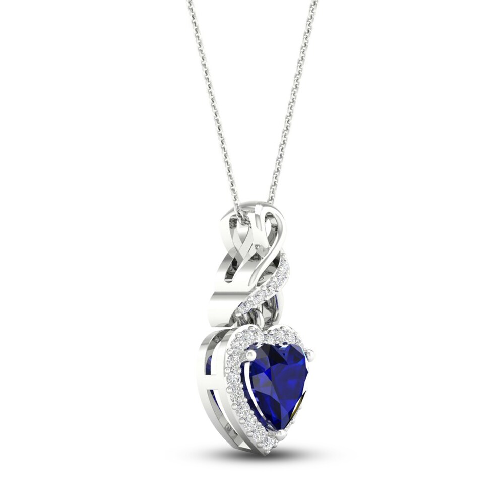 Lab-Created Blue Sapphire & Lab-Created White Sapphire Necklace Sterling Silver J6S2Drod