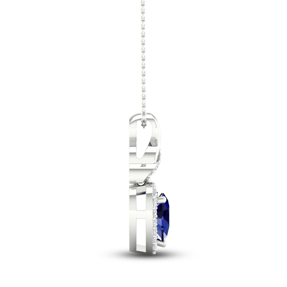 Lab-Created Blue Sapphire & Lab-Created White Sapphire Necklace Sterling Silver J6S2Drod